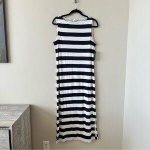 Simons-Conteporaine Midi Navy & White Summer Dress (Size:Small)